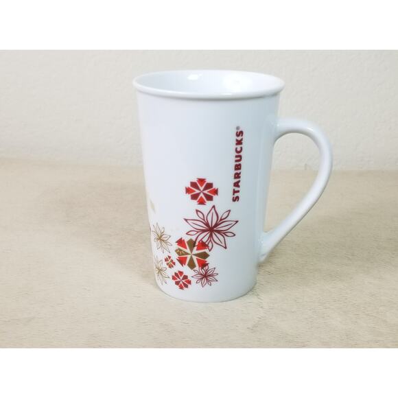Starbucks Holiday Coffee Mug 12oz Teacup Christmas 2013 White Red 4 3/4" - Picture 2 of 13
